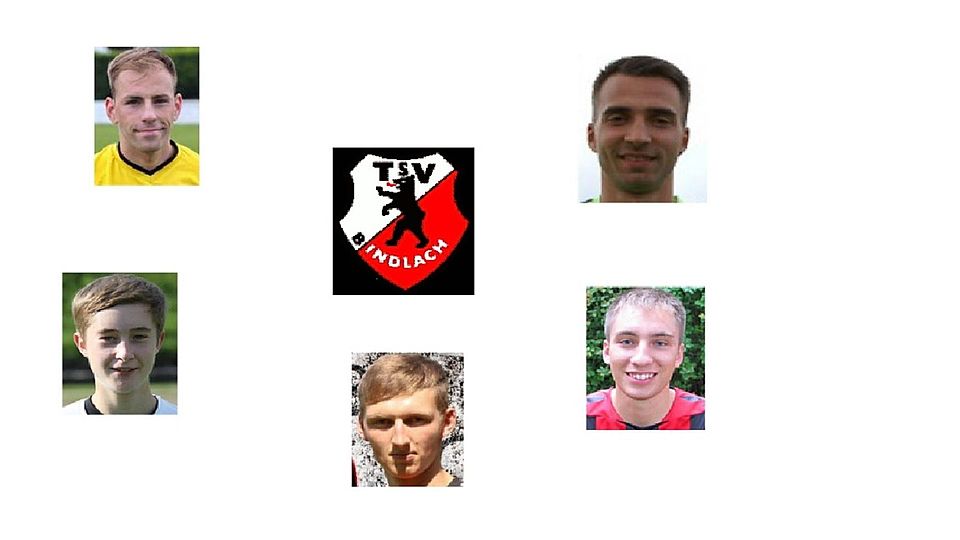 Die Neuzugänge von l.o. im Uhrzeigersinn: Marcus Großer, Daniel Grüner, Giuseppe Sollecito, Florian Dörfler und Maximilian Herath