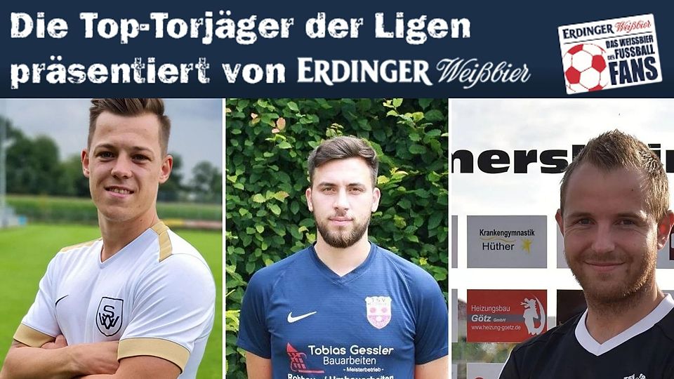 Christian Käser, Erkal Üsküplü und Florian Ihring (v.l.n.r.) sind die besten Torjäger der Kreisligen Donau/Isar.