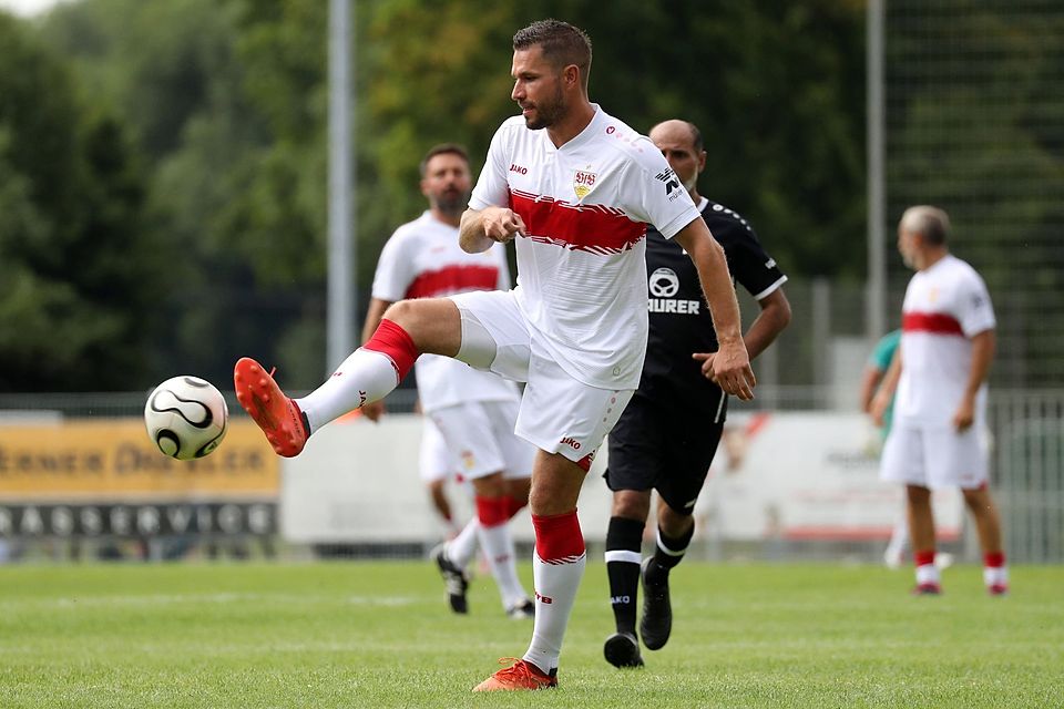 Marco Grüttner (hier im Trikot der Traditionsmannschaft des VfB Stuttgart bei einem Spiel in diesem Jahr) spielt nun für den FSV Weiler zum Stein.