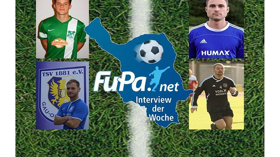 Die Top vier der Bezirksliga Rheinhessen machen das Aufstiegsrennen unter sich aus. Von links Oben im Uhrzeigersinn: Frank Berninger (TuS Marienborn), Steffen Acker (TSG Bretzenheim), Simon Melles (TSV Zornheim) und Christian Stegmaier (TSV Gau-Odernheim).