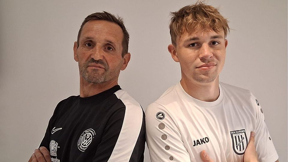 Familienduell: Vötting-Coach Stefan Festbaum und Eching-Kicker Jonas Festbaum freuen sich schon auf den Sonntag.