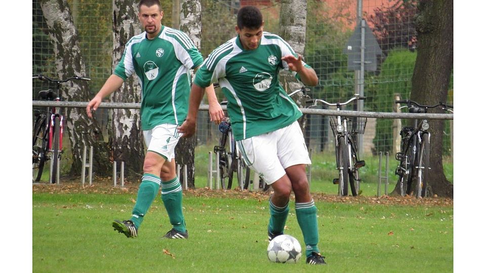 Spielten sich am 5. Spieltag gemeinsam in die FuPa-Elf: Markus Schindler (r.) und Marko Krüger.F: Voigt