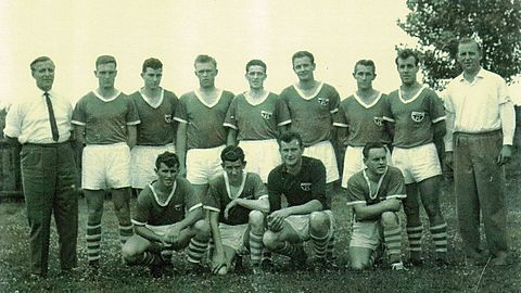 Stehend von links: Trainer Carolin, Karl Mages, Hans Schinner, Lutz Blobel, Josef Breu, Georg Luff, Rudolf Gradl, Anton Hagn, Abteilungsleiter Erwin Zanner. 
Kniend von links: Siegfried Spindler, Peter Pedolsky, Josef Paulus, Horn.