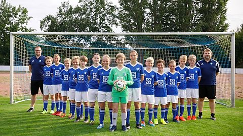 Reihe von links nach rechts: Stefan Fritsch (Co-Trainer), Nico, Mick, Til, Felix, Tom, Ruslana, Zoe, Joscha, Finja, Garry, Denitz, Moritz, Jonas, Elias, Jens Frenzel (Trainer)