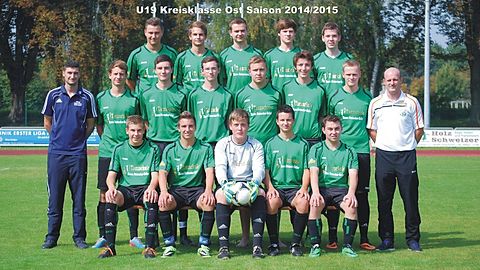 stehend oben v. links: Tobias Grantner, Benjamin Koller, Max Urner, Helmut Sedlmeier, Christian Meier

mitte v. links: Jugendleiter Großfeld Florian Bock, Alexander Schmidbauer, Florian Wagner, Thomas Kronschnabl, Andreas Schweiger, Johannes Kiermayer, Markus Hansl, Trainer Raphael Tracek

unten v. links: Florian Lindner, Tobias Halser, Michael Woletz, Tom Zacher, Alexander Pirkl