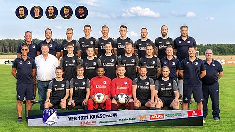 Obere Reihe .v.l.n.r.: Mannschaftsleiter Torsten Koal-Kattusch, Physiotherapeut Ronald Udewenz, Lukas Scholz, Antonio Linge, Lars Konzack, Fabian Lieschka, Kevin Karow, Markus Kaiser, Torwarttrainer Frank Schweidler, mittlere Reihe v.l.n.r.: Betreuer Benno Neupetsch, Präsident Hans-Jörg Grafe, Christoph Pauling, Tobias Gerstmann, Erich Jeschke, Sven Konzack, Martin Zurawsky, Co-Trainer Lars Zimmermann
Teammanager Toni Lempke, Busfahrer Uwe Rössel,  untere Reihe v.l.n.r.: Julian Baumgarten, Martin Dahm, Nash-Daniel Amankona, Paul Weidemann, Tim Richter,  Andy Hebler, eingekreist: Florian Bernhardt, Dennis Hildebrandt, Philipp Knapczyk, Florian Schmidt, Romano Lindner