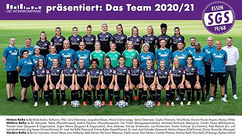 Hintere Reihe v. l.: Alida Dzaltur, Katharina  Piljić, Lena Ostermeier, Jacqueline Klasen, Maria Cristina Lange, Selina Ostermeier, Sophia Thiemann, Nina Räcke, Etonam Nicole Anyomi, Manjou Wilde
Mittlere Reihe v. l.: Alexander Telohe (Physiotherapeut), Eveline Neuhaus (Physiotherapeutin), Toni Frölich (Bewegungsanalytiker), Michaela Borkowski (Betreuerin), Carolin Nesse (Rehatrainerin), Thorsten Lauer (Zeugwart & Organisation), Jürgen Menne (Zeugwart & Organisation), Stina Johannes, Kim-Lea Sindermann, Lisa Klostermann, Kirsten Schlosser (Co-Trainerin), Petja Kaslack (Co- und Individualtrainer), Jörg Vesper (Torwart-Trainer), Dr. med. Kai Ruße (Teamarzt), Erskine Baker (Speed-Trainer), Dr. med. Axel Schaefer (Teamarzt), Markus Högner (Chef-Trainer), Florian Zeutschler (Manager)
Vordere Reihe v. l.: Irini Ioannidou, Kirsten Nesse, Jana Feldkamp, Beke Sterner, Ella Touon Mbenoun, Estelle Laurier, Eleni Markou, Carlotta Wamser, Antonia Baaß, Elisa Senß, Jill Baijings, Barbara Brecht