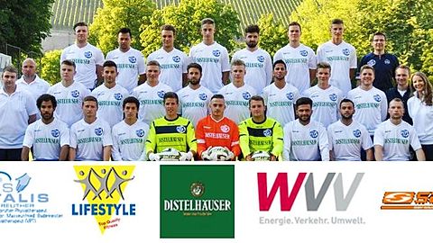 Dritte Reihe von links:
David Drösler, Andreas Ganzinger, Kevin Dees, Marcel Böhm, Michael Schmidt, Marc Hänschke, Rene Schäffer, Roland Metz (Vorstand Finanzen)

Zweite Reihe von links:
Cindy Malek (Physio), Christian Graf (Cheftrainer), Bernd Ruffert (Betreuer), Ralf Beck (Co-Trainer), Manuel Kutz, Adrian Istrefi, Lars Schmidt, Benjamin Schömig, Jannik Fischer, Cebrail Memetoglou, Levi Wendel, Andreas Grebe, Frank Störzbach (Leiter Marketing Distelhäuser Brauerei), Sandra Schäffer (Vorstand Aktivität/Teammanagerin), Frederik Löblein (Vorstand Marketing und Öffentlichkeitsarbeit) 

Erste Reihe von links:
Leroy Mabikounou, Simon Heim, Fabian Wilshues de Chavez, André Koob, Stefan Kühling, Stefan Kunze, Onur Ulusoy, Fazdel Tahir, Patrick Hofmann

Es fehlt: 
Martin Eck