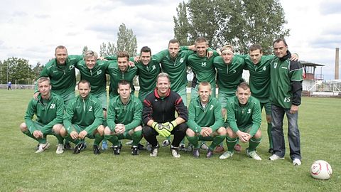 hintere Reihe v. l.: Trainer Kehr, Duscha, Schulz, Ritzmann, Renger, Wolff, Braunert, Kapitän Buchholz, Co-Trainer Schmielau
vordere Reihe v. l.: Krause, Schminder, Rothe, Deumeland, Bolze, Schüßler